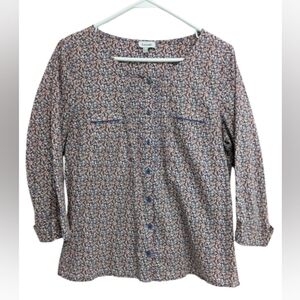 Antonelle Glaelle Bis women's floral cotton button-up blouse size 8